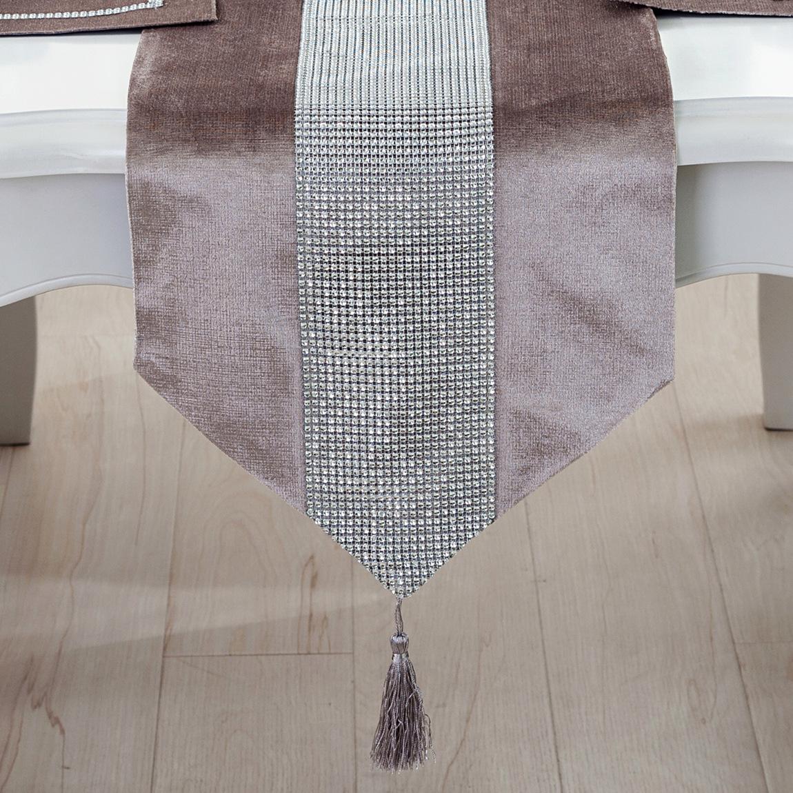 

Minimalist Velvet Dining Table Runner Sparkle Luxury Velvet Diamante Table Runner Thick Velvet Chenille Satin Table Decoration 32X250cm