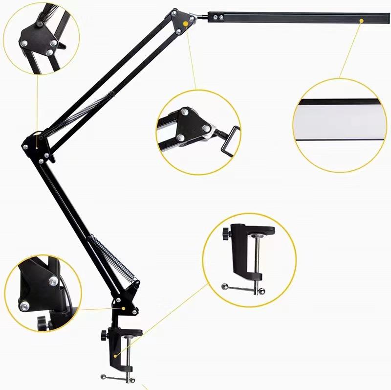 LED Folding Long Arm 12V Clip-on Eye Protection Desk Lamp with USB