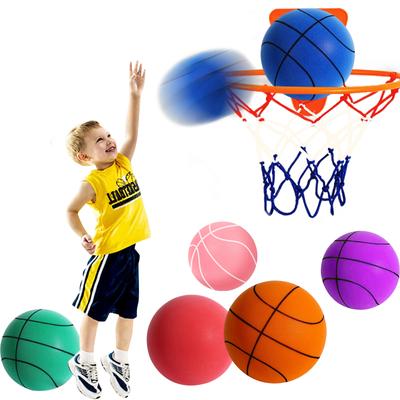 Neuer springender Stummball für den Innenbereich, geräuschloser Basketball, 24 cm, Schaumstoff-Basketball, geräuschloser weicher Ball, Größe 7, Air-Bounce-Korbball, 3/5/7, Sportspielzeug