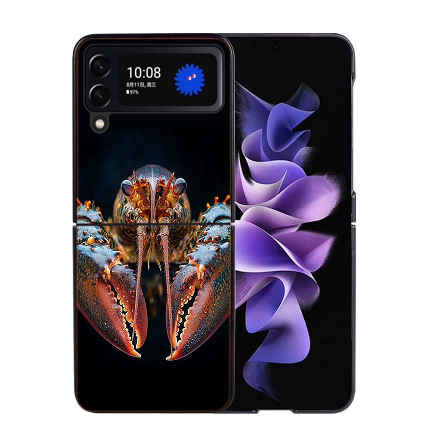 Live Lobster Phone Case For Samsung Z Flip 7 6 5G Galaxy Z Flip4 Z Flip5 Z Flip3 Coque Black Hard PC Shell Protective Cover