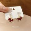 Diamond-set flocked pony pearl stud earrings retro temperament natal year earrings earrings
