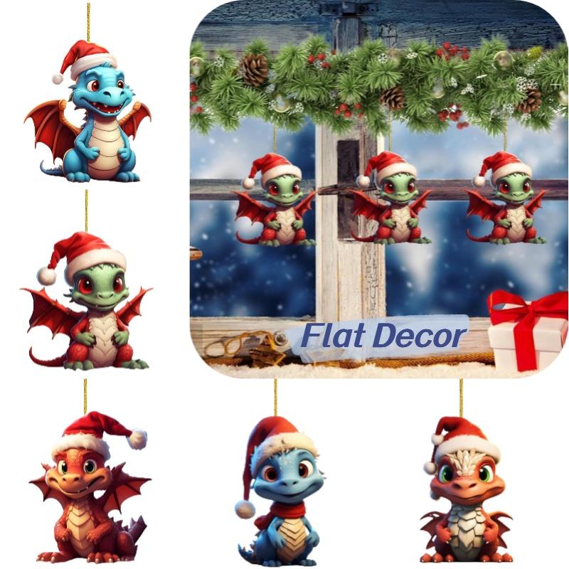 Festlicher Weihnachtsdrache Autoanhänger Acrylmaterial Cartoon-Stil Mehrfarbig Automobil-Innendekor