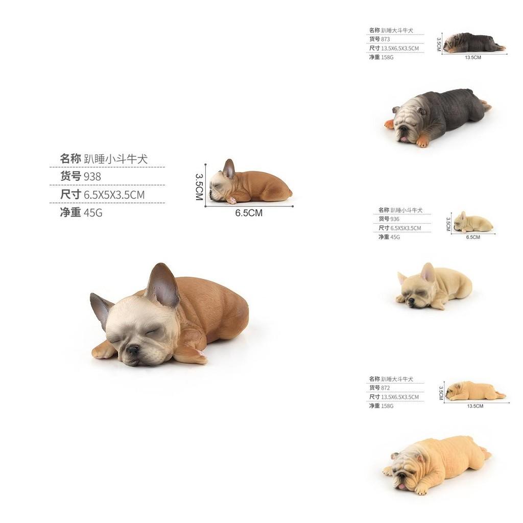 Realistic Pvc French Bulldog Figurine Adorable Sleeping Dog Statue Home Decor