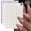 3PCS Cute Mini Bowknot Nail Stickers 3D Black Gold SilverSweet Ribbon Nail Decals Self‑Adhesive Bow Nail Slider Supplies 8*10cm