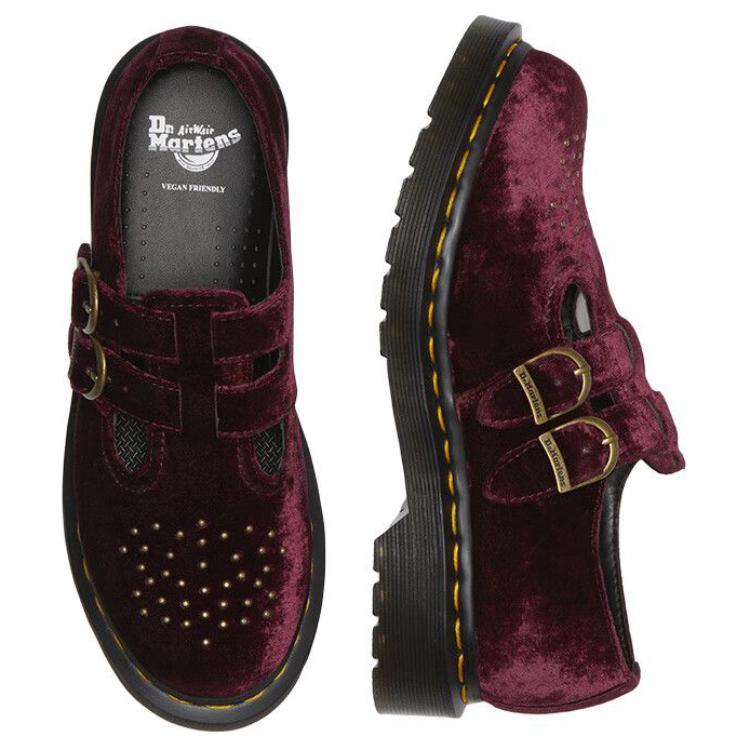 Dr. Martens Vegan Leve Bico Redondo Plataforma Mary Jane Sapatos Sapatos Femininos Vermelho 31956600