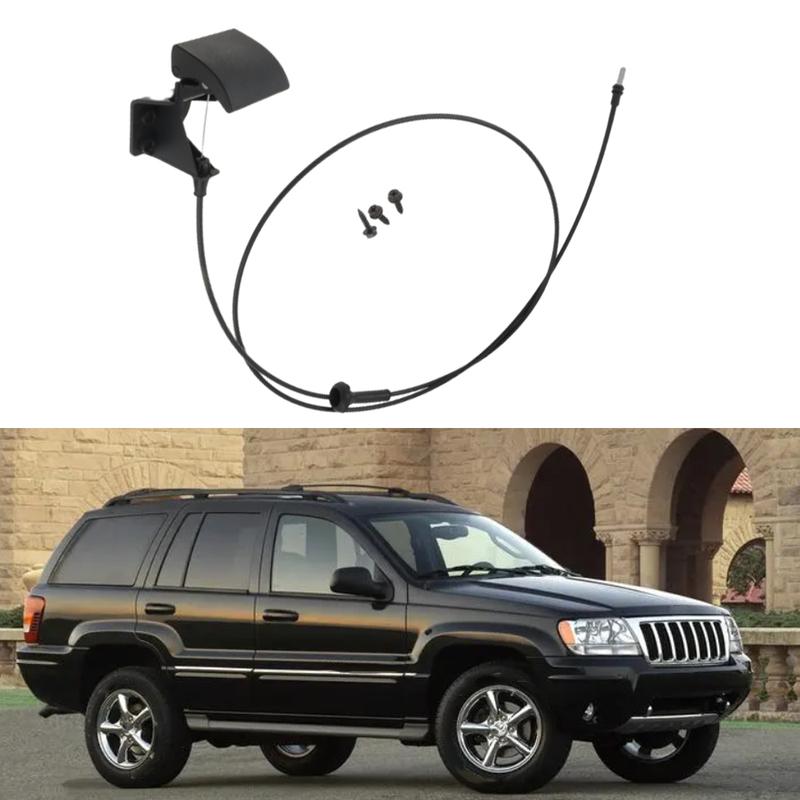 1 Stück Motorhauben-Entriegelungskabel für Jeep Grand Cherokee Modelle 1999-2004 55135532AB 055135532 32cm/12.59in Schwarzes ABS-Material Autoteile