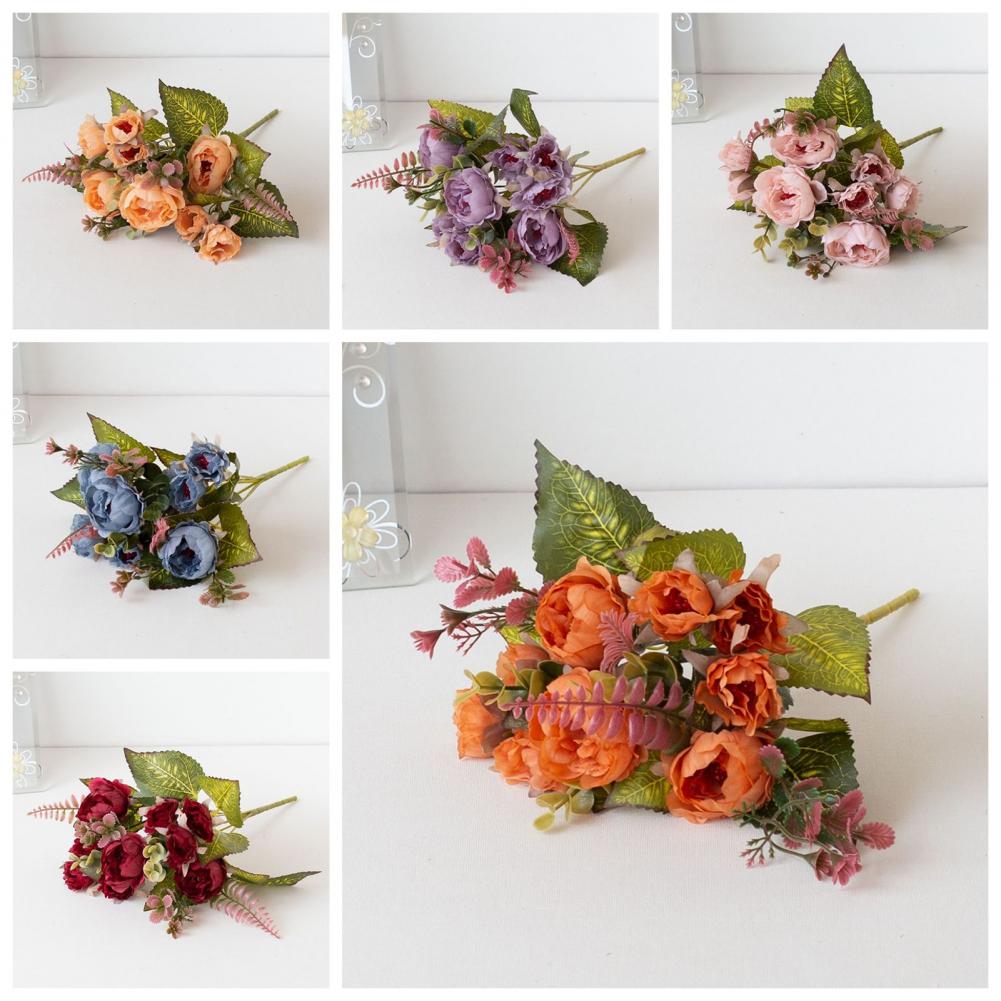 Imitation Peony No Water Need Faux Silk Flower Pastoral DIY  Pretty Multi Heads Faux Silk Flower
