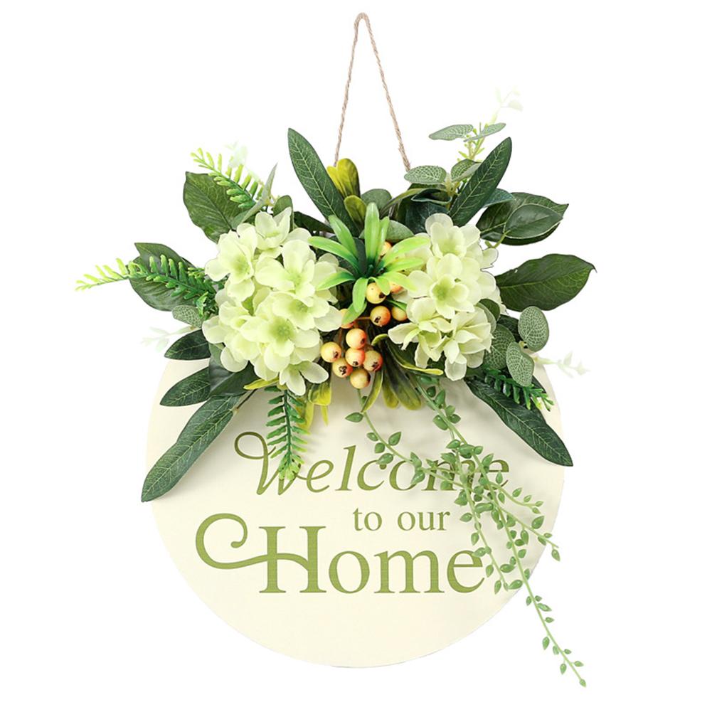

Artificial Flower Wooden Pendant Door Hanger Holiday Letter Home Decoration Wall Hanging Ornament Mint Green#0