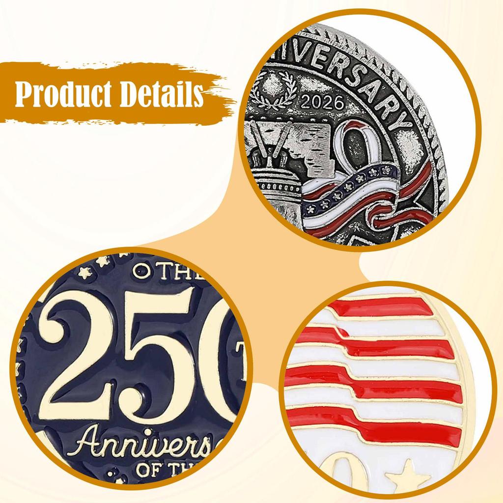 4x USA 250TH Anniversary Pins Commemorative Badges for Backpack Bag Hats