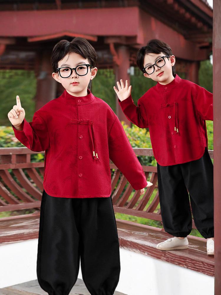 Boys' Hanfu Tang Suit: Autumn/Spring Ancient Style Performance Outfit