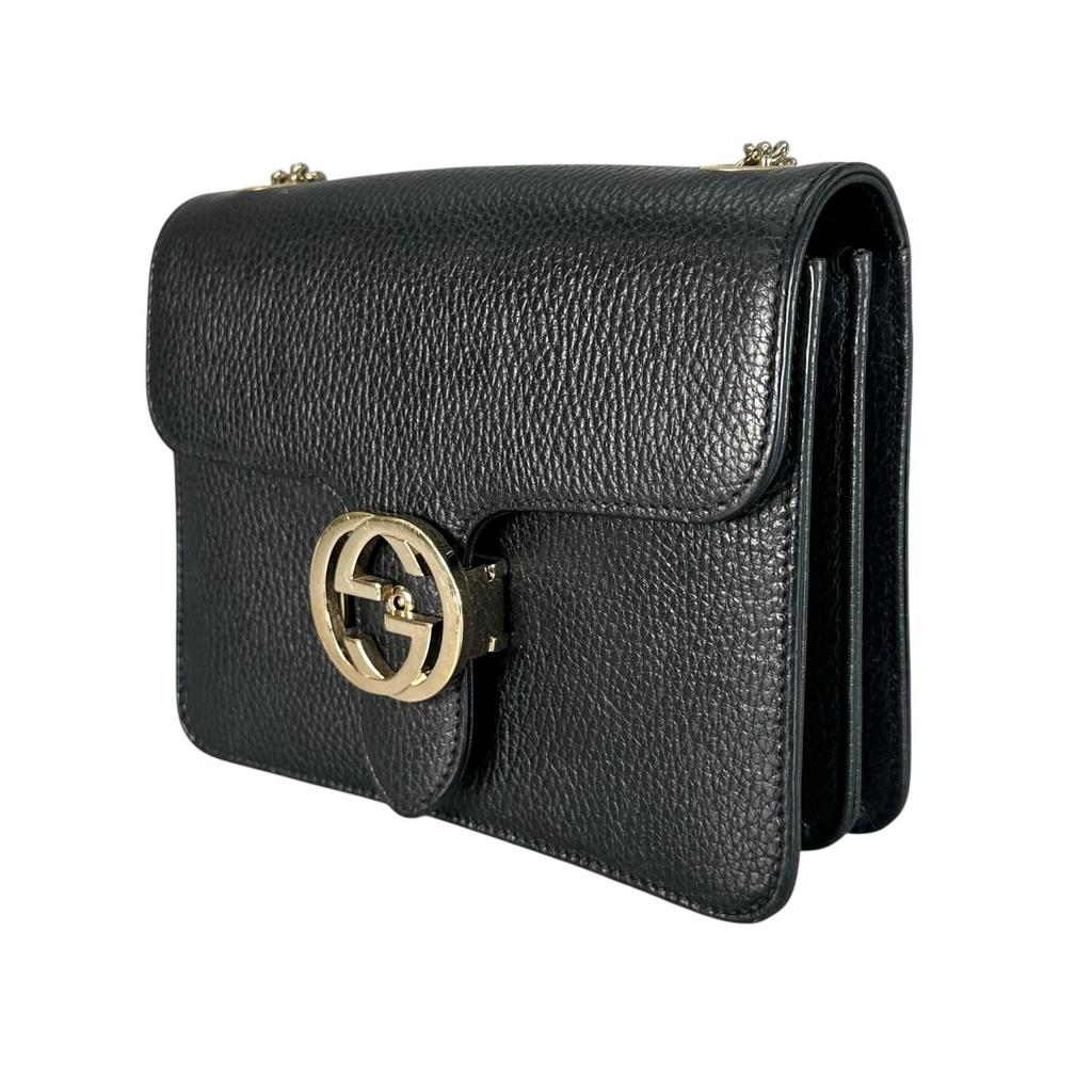 GUCCI Interlocking G Shoulder Bag black Women used
