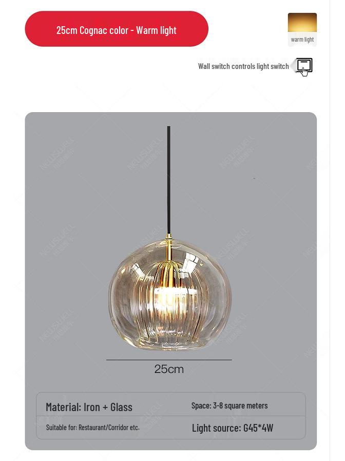 Nordic Minimalist Glass Ball Pendant Light for Cafe, Restaurant, Bar, Window, or Bedside.