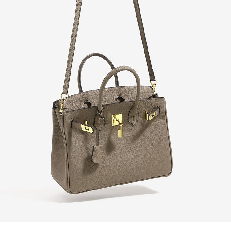 Klasyczna platynowa torba z wzorem liczi, duża pojemność, na ramię, crossbody, materiał PU, torba do dojazdów do pracy, podróżna