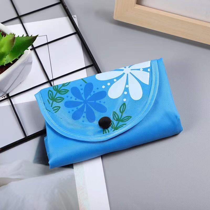 1PC Button Closure Tote Shopping Bag Grocery Reusable Foldable Oxford Cloth Large Capacity Floral