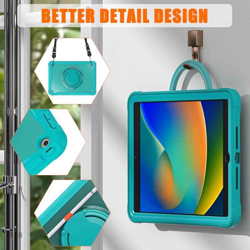 Rotating Stand Case IPad 10.2 12.9 Inch With Wrist Strap Full Coverage Shockproof TPUPC Cover In Multiple Colors