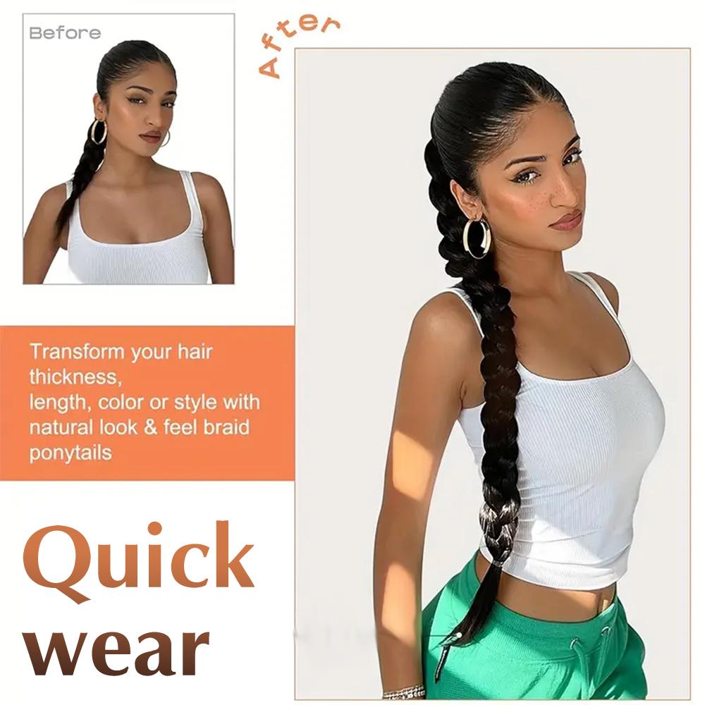 MISSQUEEN Synthetic With Hair Tie Wrap Around Hair Braid Ponytail Extensions Chignon Tail Rubber Band For Women Wear