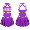 Girls Carnival Party Halloween Cosplay Cheerleading Uniform Outfit Sleeveless Crisscross Back Dress