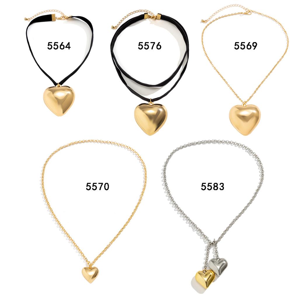 Sweet And Cool Exaggerated Big Love Pendant Necklace, Simple Long Flannel Chain Fringed Necklace