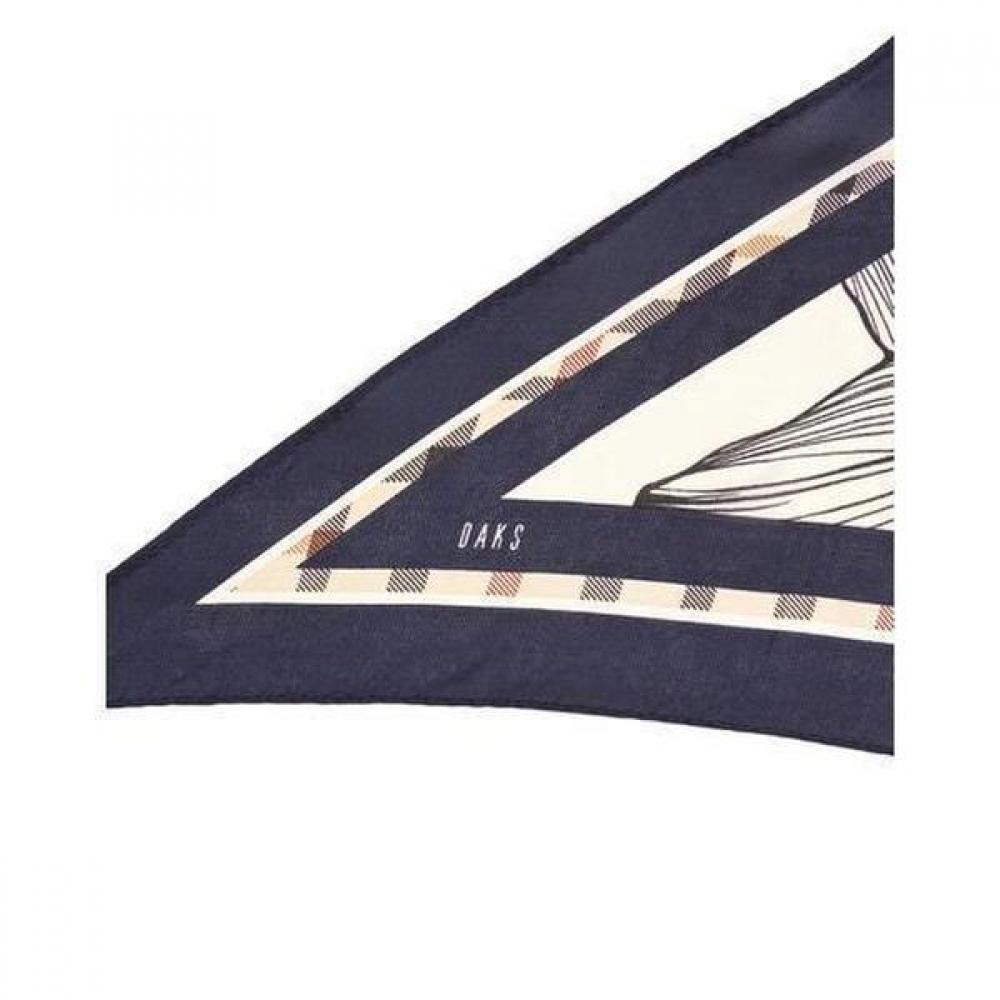 Daks Navy Check Flower Diamond Silk Scarf Dcsc6f351n2