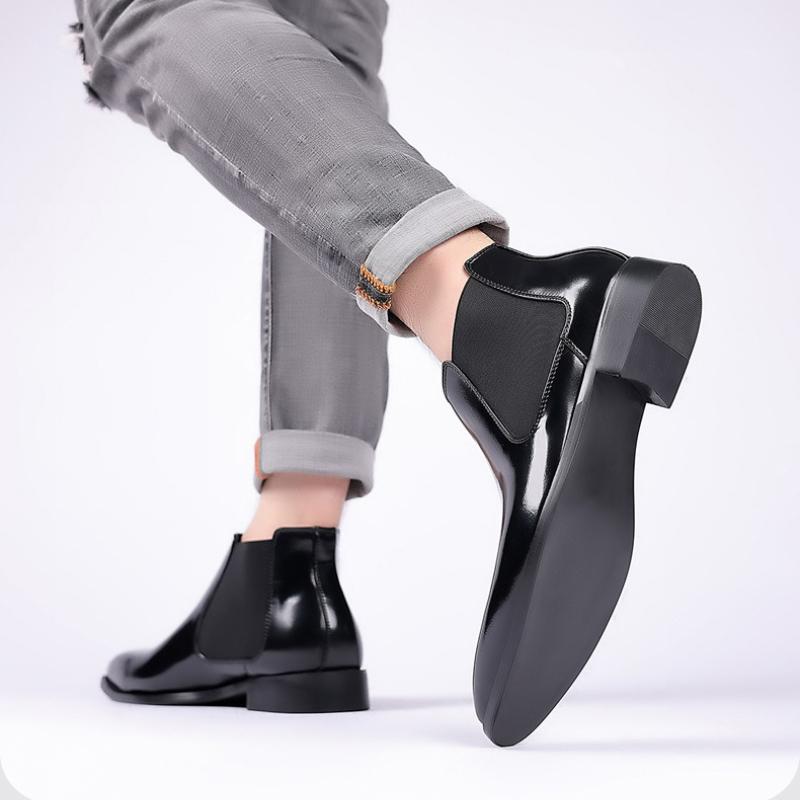 Classic Luxury Vintage Fashion Outdoor Men's High-Top Windproof Spring/Autumn Work Boots Men's Oversized Leather Boots Comfortable Shoes