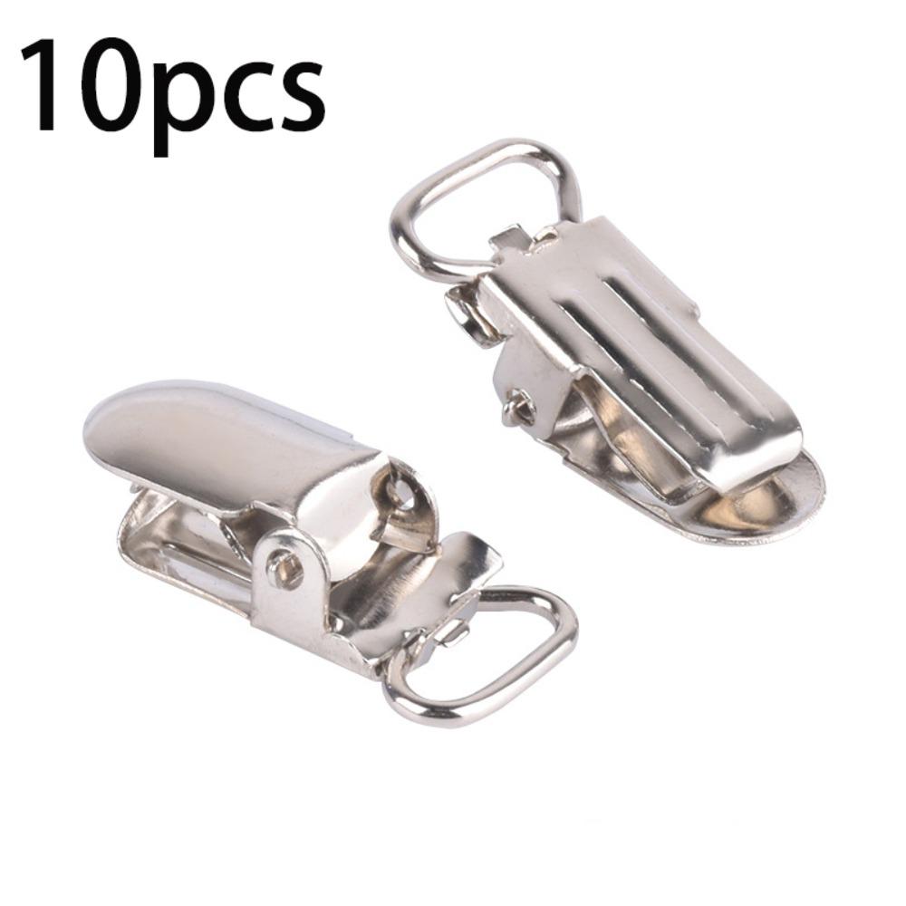 

10 шт. Нескользящий держатель для пустышки Многофункциональные зажимы для слюнявчика НОВЫЙ Металлический зажим Детские товары серебряный