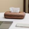 Vintage Tissue Dispenser Smooth-surfaced Tissue Paper Holder Modern Walnut Tissue Box  Bath Room