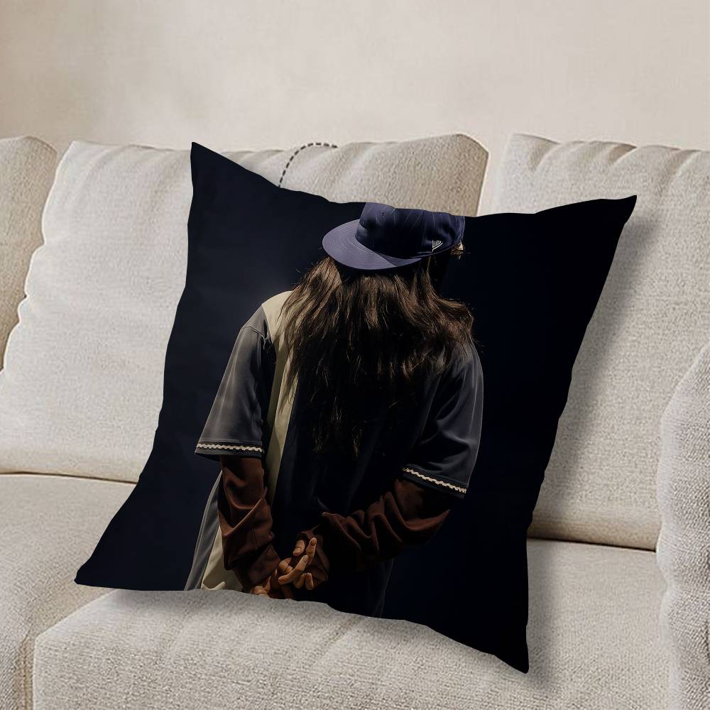 Girl B-Billie Eilish USA Pillow Case Square Double-Sided Printing Short Plush Sofa Cushion Cover Bedroom Bedside Pillow