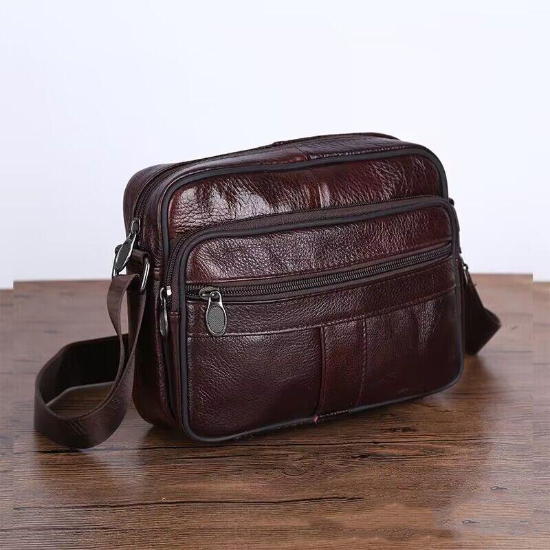 

Мужские сумки через плечо из натуральной кожи в стиле ретро, маленькая сумка-мессенджер кроссбоди для мужа, кожаная мужская сумка на молнии, дизайнерские сумки для вечеринок, подарок S кофейный