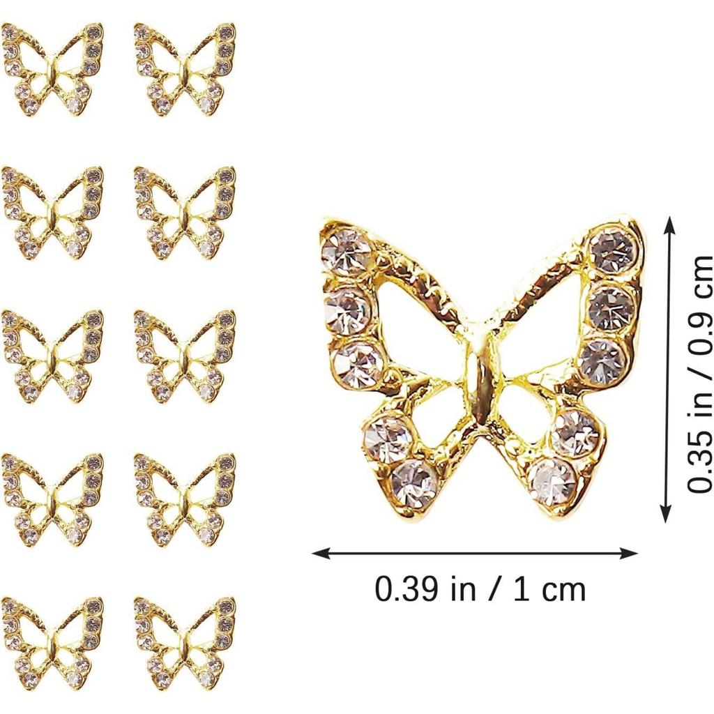 10 ks motýlích přívěsků na nehty s kamínky, doplňky na nehtové umění, potřeby na nehtové umění pro ženy a dívky, šperky na nehtové umění