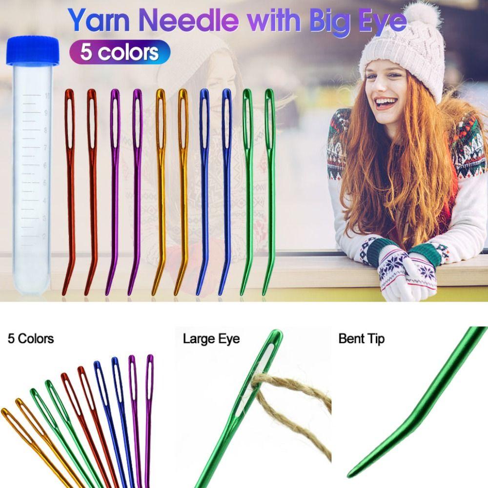 Sewing Accessories Bent Tip Large Eye Darning Needles Aluminum Multicolor Crocheting Hooks Yarn Needles