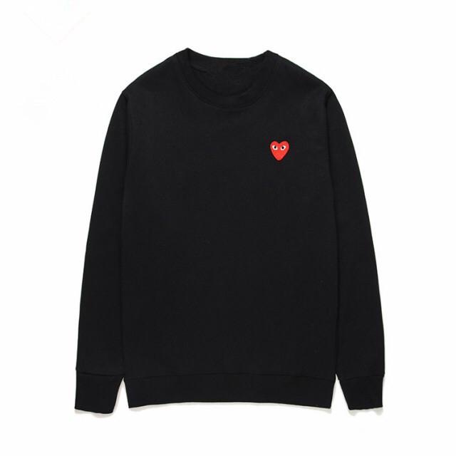 HEYPLAY Japanese Red Heart Fleece-Lined Sweatshirt: Unisex Round Neck Long Sleeve Pullover In Solid Color, Couple Style.