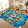Octopus Sea Life Theme Crystal Velvet Floor Rug Personalized Custom Name Text Warm Carpet Home Decoration
