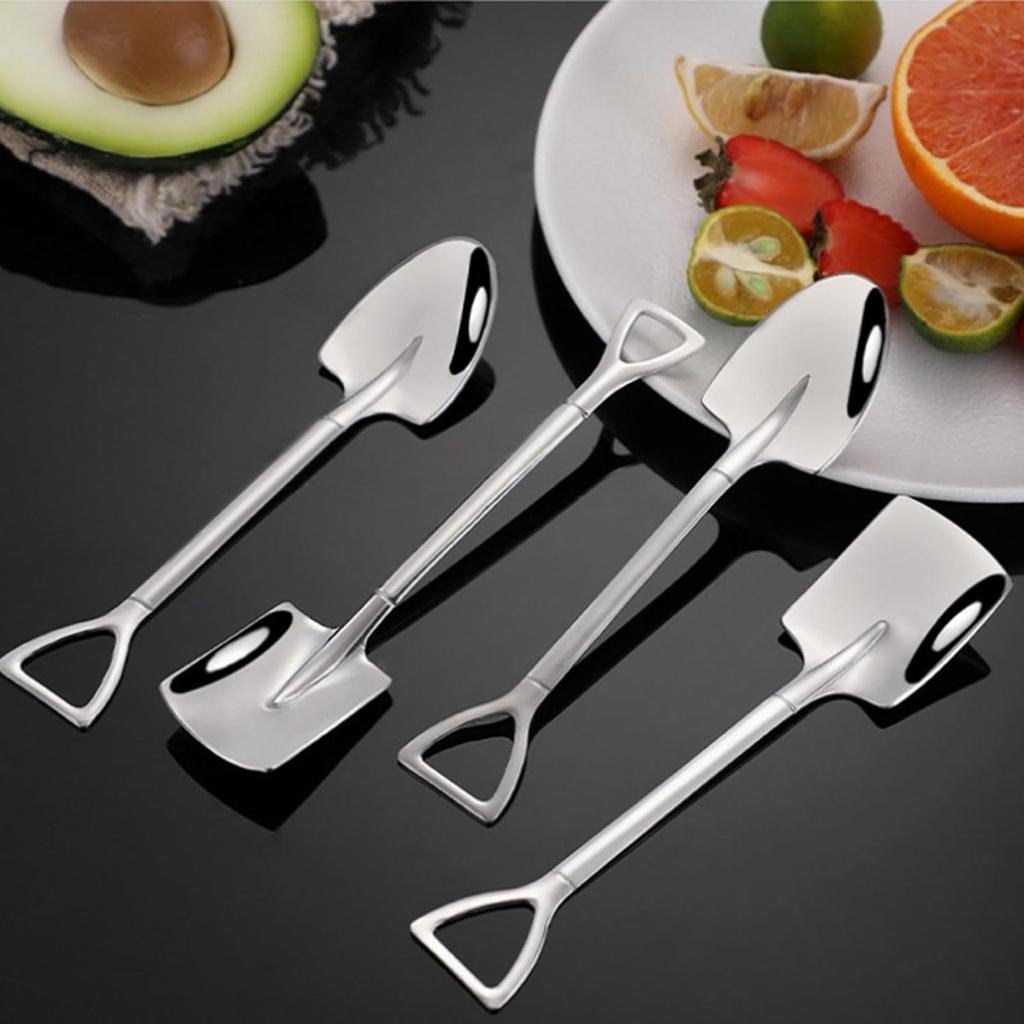 Stainless Steel Dessert Spoon Ice Cream Spoon, Elegant Shovel Shape, Suitable for Ice Cream, Ice Cream, Tiramisu, Etc., Modern Home Kitchen Utensils