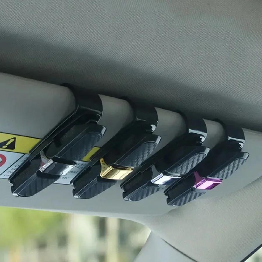 Car Carbon Fiber Look Glasses Clip Sun Visor Sunglasses Holder 180 Degree Adjustable Universal Auto Card Ticket Fastener