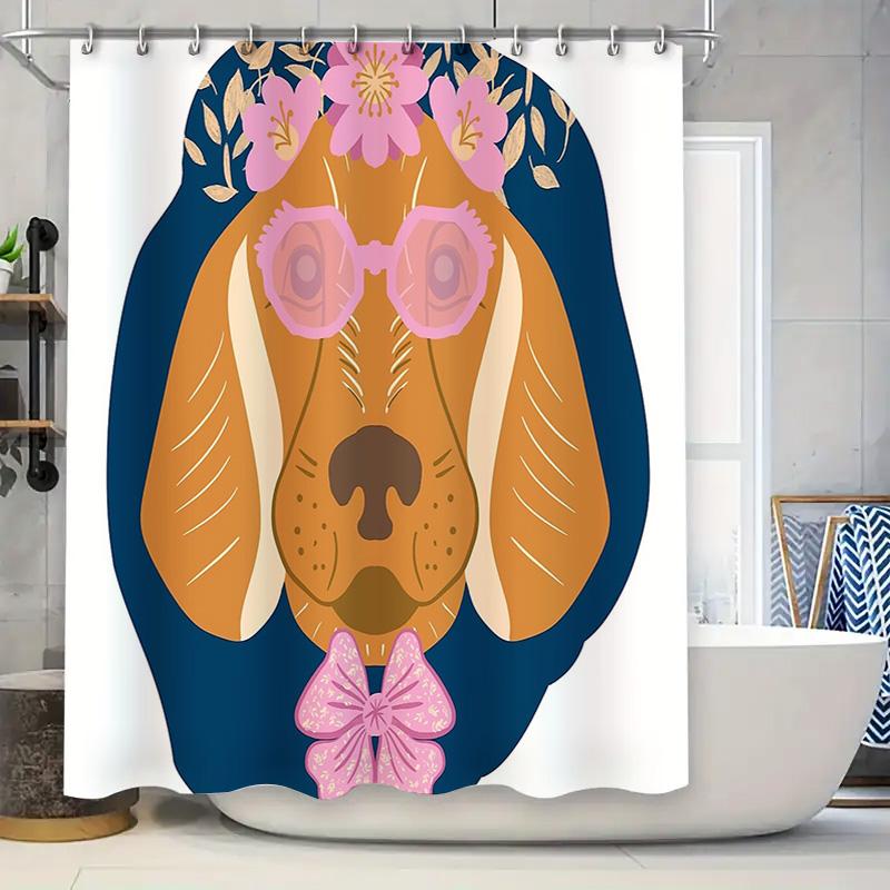 

Dog Shower Curtain Cute Puppy Pet Pattern Bathroom Decor Washable Waterproof Fabric Liner Modern Home Textile W60H190(CM)-1 Pcs