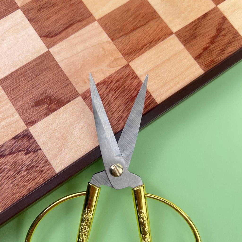 Gold Stainless Steel Dragon and Phoenix Ribbon Cutting Scissors with Zinc Alloy Handle - Tailor Wedding Gift