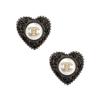 Klassische Double C Herz Ohrringe Damenohrringe Gold AB9399B09088NK216