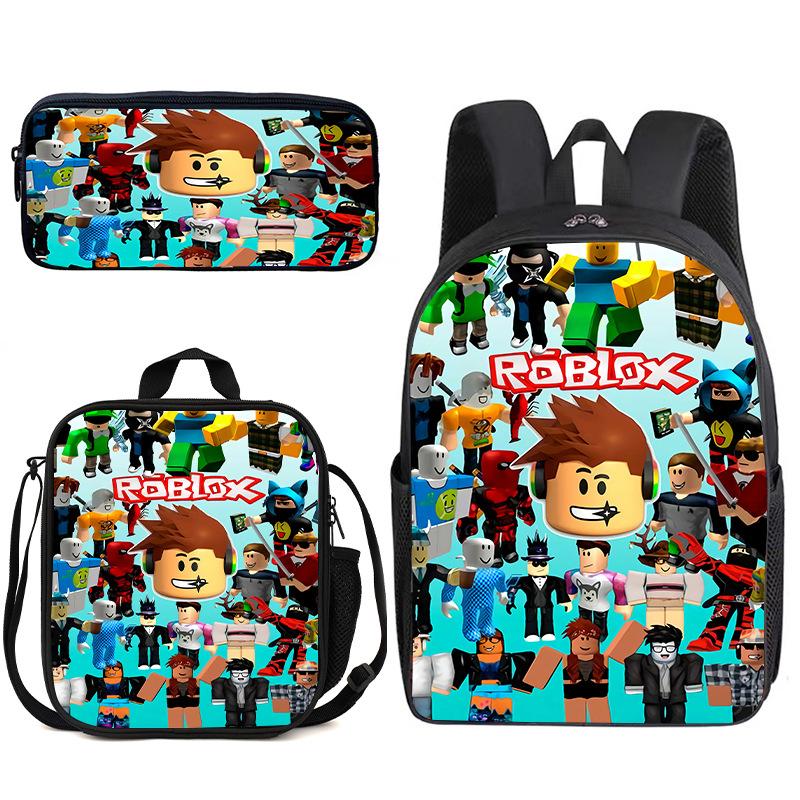 Zaino Anime 3D Tre Pezzi Roblox Zaino Studente Borsa Pranzo Astuccio Zaino Scolastico Stampato