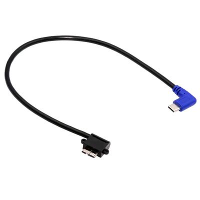 Cablecc 5Gbps Host To Micro USB 90 Degree Data for Industrial and Mobile USB-C Type-C 3.0 Right-Angle Cable, 30cm, Cameras, Storage, Phones, UC-166-CC
