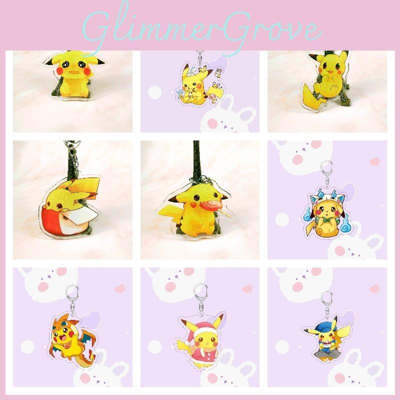 Pikachu Anime Keychain Laser Printed High-definition Acrylic For Decoration Gifts