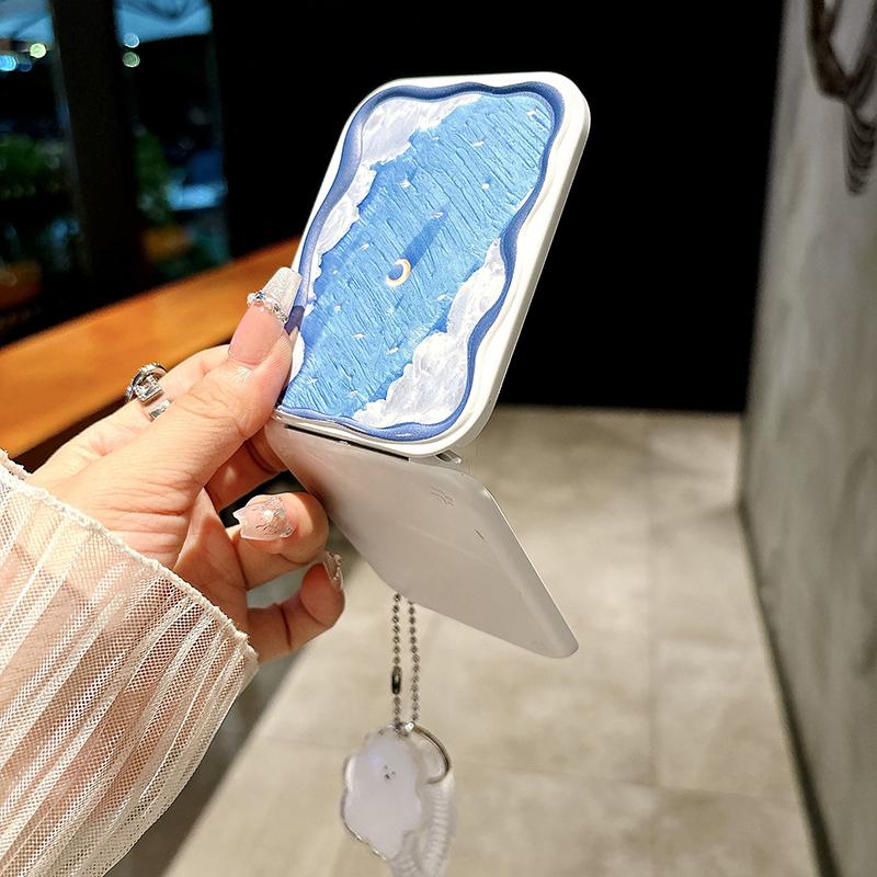 Sternenhimmel Tragbares Klappbares Kleines Spiegelset Kosmetikspiegel Für Die Tasche Taschenspiegel Und Kamm Alles-In-Einem Geschenk Für Mädchen