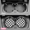 Car Coasters for Cup Holder Silicone, Car Cup Holder Coasters Pack of 2, Fashion Black White Checkerboard Gird