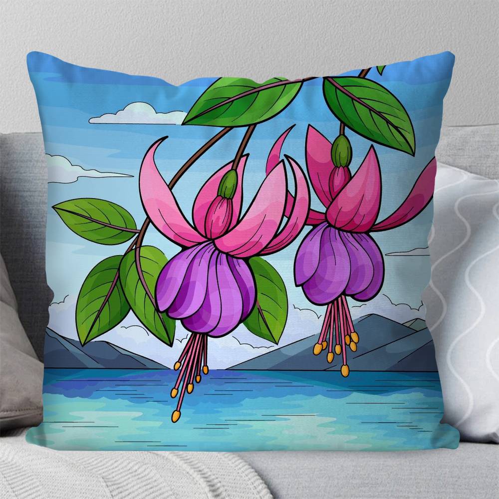 Tropical Flowers Retro Pillow Case Fashion Square Pillowcase Bedroom Sofa Room Ins Decoration Leisure
