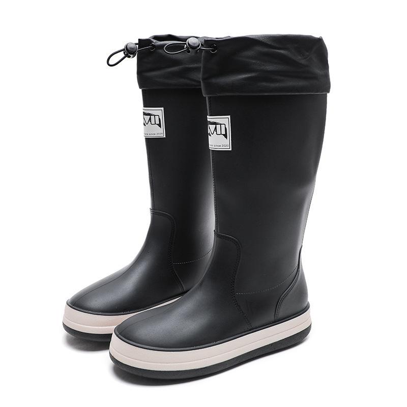 New waterproof shoes women's dynamic waterproof summer rain shoes wear-resistant black outdoor wading rain boots rubber shoes