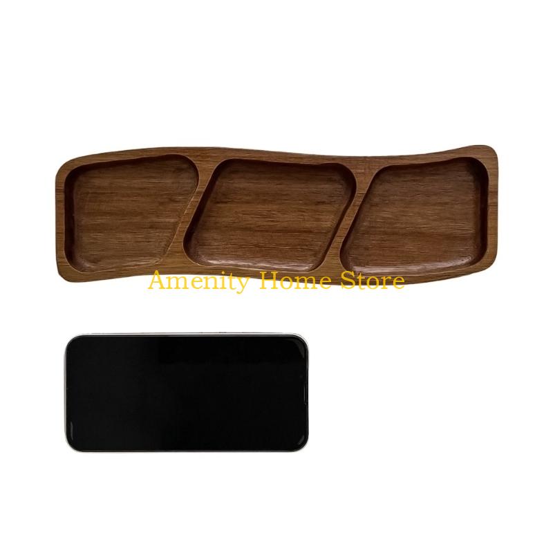 F26C Durable User Friendly Bamboos Snacks Tray For Home Camping And Outdoor Parties With Multiple Compartments