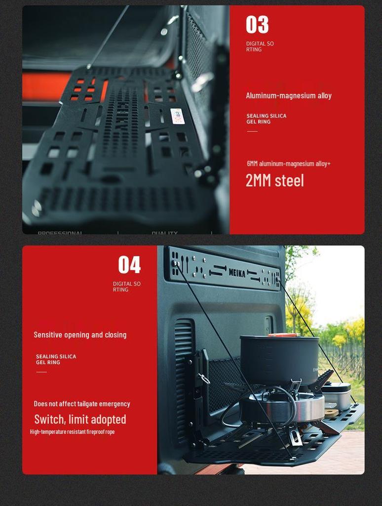 Fits Tank 300: Tailgate Storage Rack & Folding Table Extension for Trunk Off-Road Use