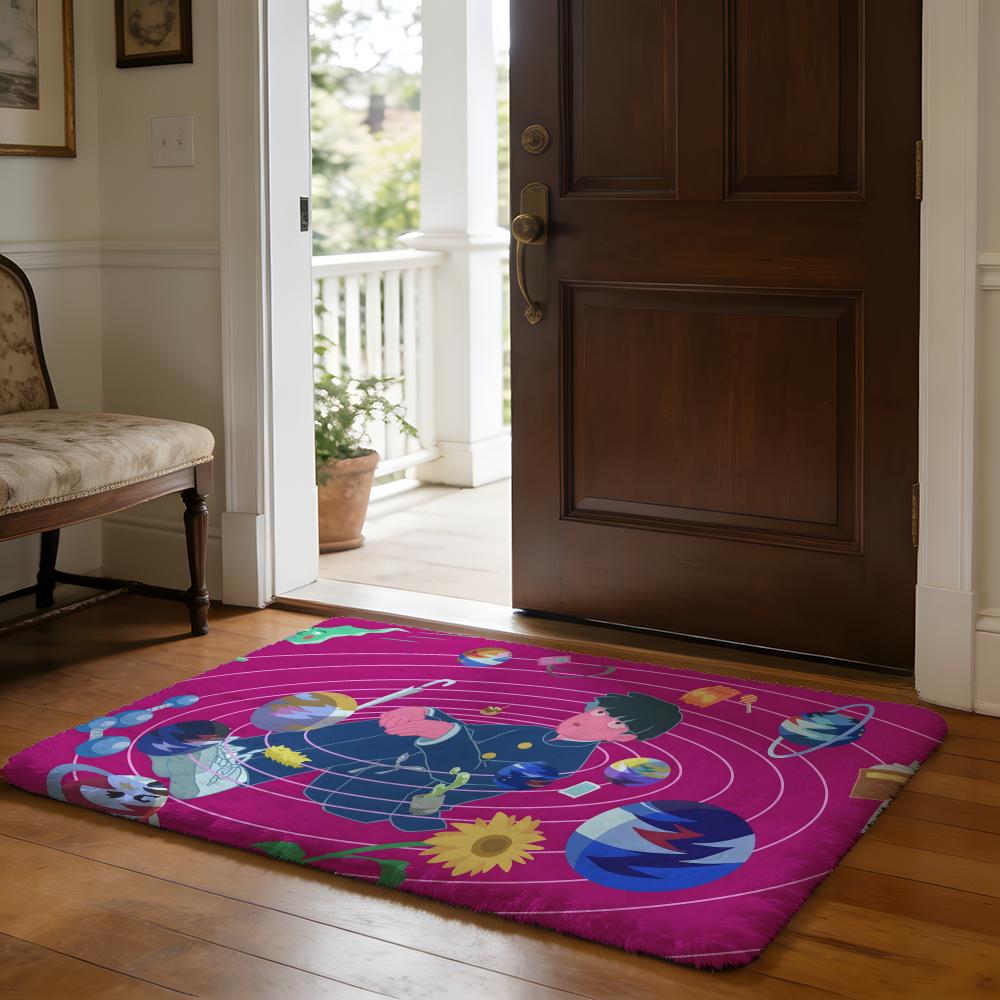 Hot Anime Fun MMob Psycho 100 Floor Mat Soft Flannel Absorbent Mat Non-Slip Rug Home Bedroom Bathroom