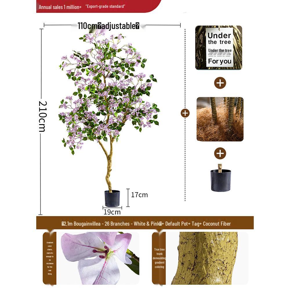 Large Artificial Bougainvillea Tree for Indoor Decoration - Potted Fake Cherry Blossom Plant Ornament