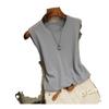 Women's Plus Size Ice Silk Round Neck Tank Top - Summer Korean Style Sleeveless Versatile Base Shirt
