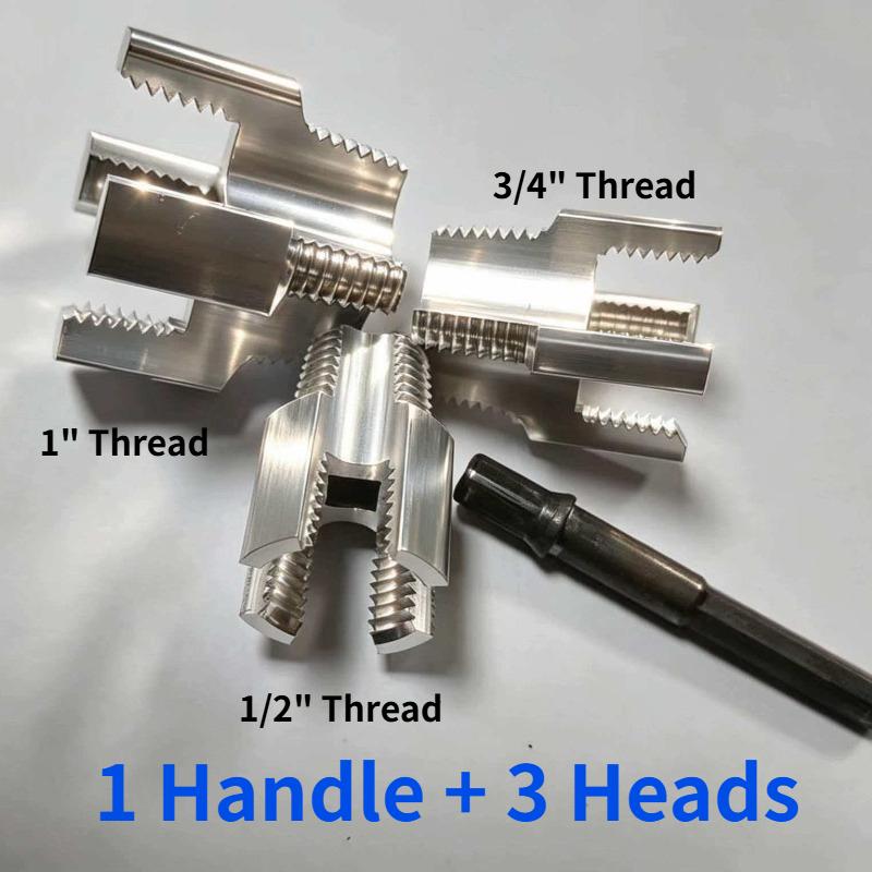 3-in-1 PVC Pipe Threader, Electric Drill Mounted Thread Cutting Tool, 1/2" 3/4" 1", Suitable for Diverse Tubing Types